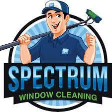 The logo for spectrum window cleaning shows a man holding a mop.