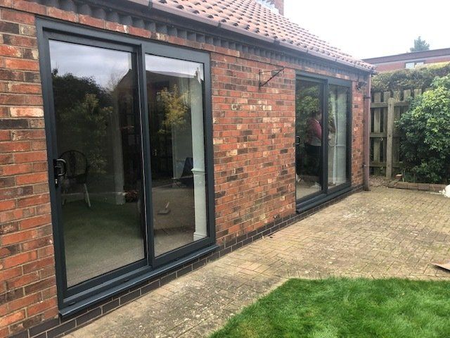 dark grey patio doors