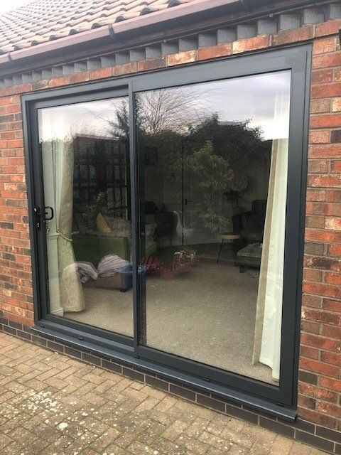 grey patio doors