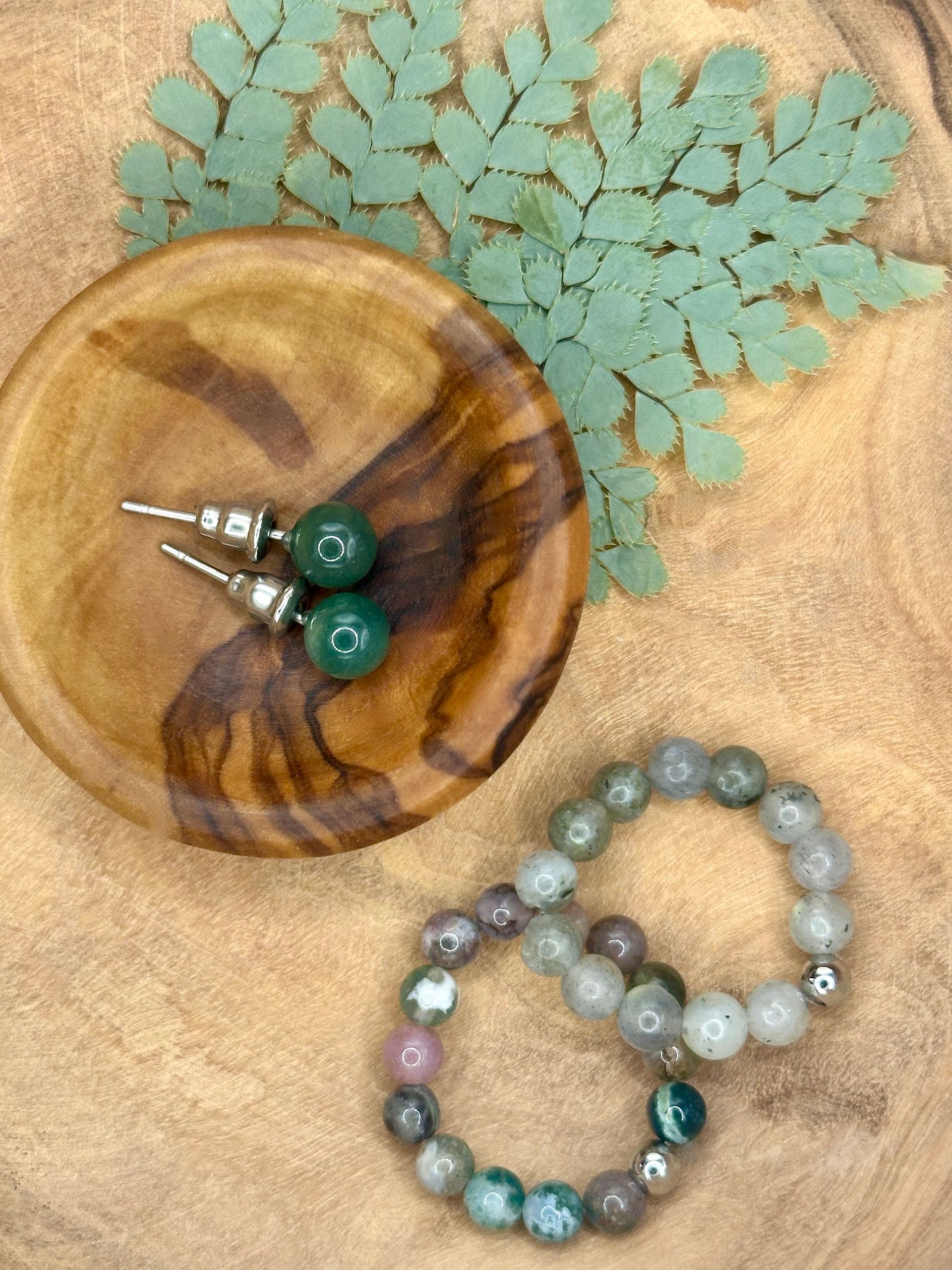Floral Dewdrops ~ Gemstone Rings & Earring Trio