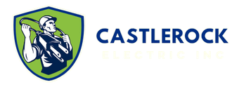 The logo for castlerock electrical shows a man holding a golf club.