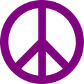 A purple peace sign in a circle on a white background