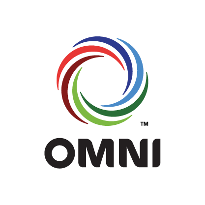 Logo of OMNI: swirling colored arcs (blue, red, green) form a circle above the word 