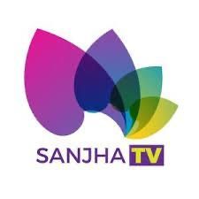 Logo for Sanjha TV: multi-colored overlapping petal-like shapes above the text 