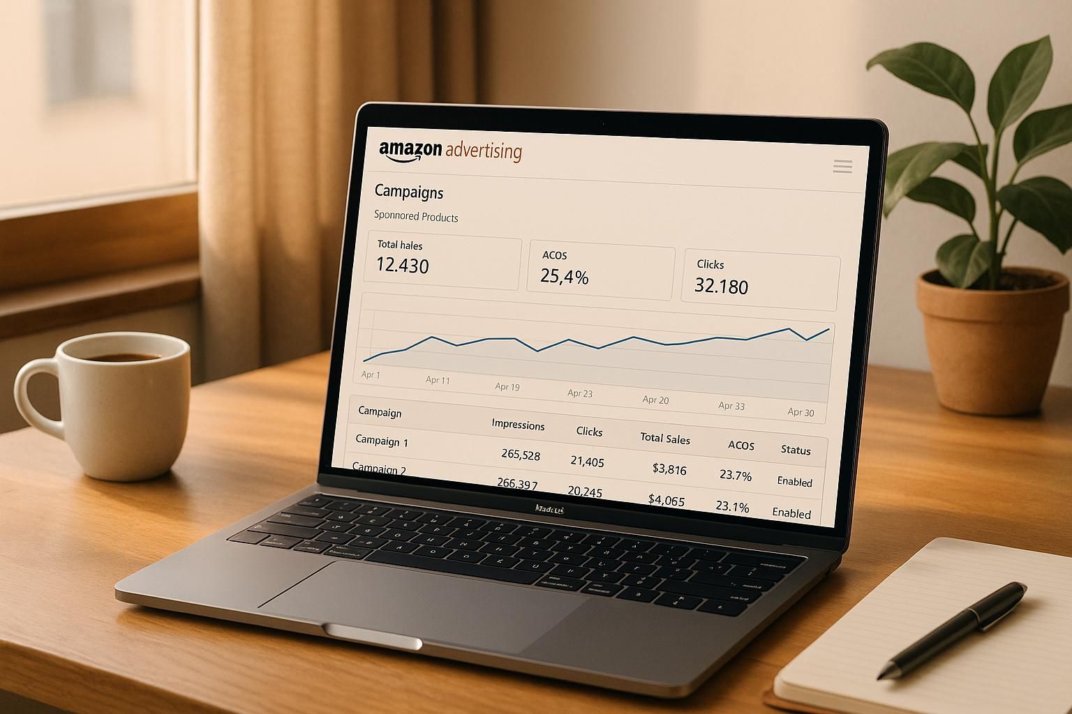 Image of Advertising Charts & PPC on a laptop.