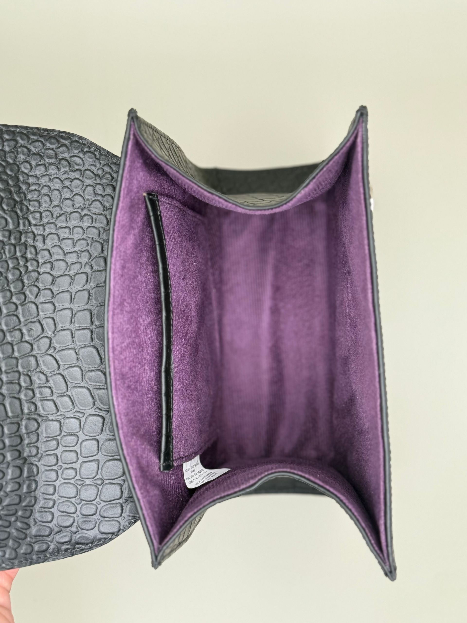 Reptile Black Leather Women's Handbag