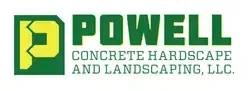 Logo for Powell Concrete Hardscape and Landscaping, LLC; green and yellow block P icon and text.