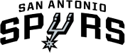 The logo for the san antonio spurs basketball team is black and white.