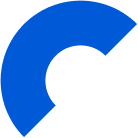 A blue circle with a white circle in the middle on a white background.