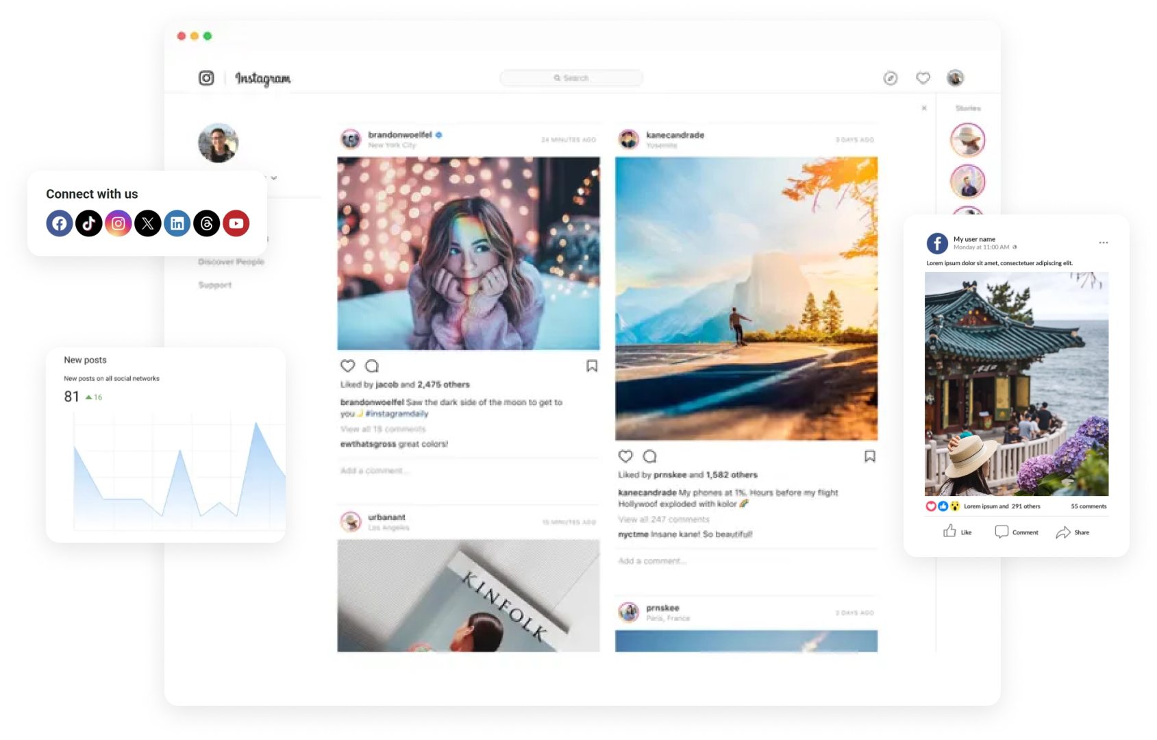 Screens Showing Social Media