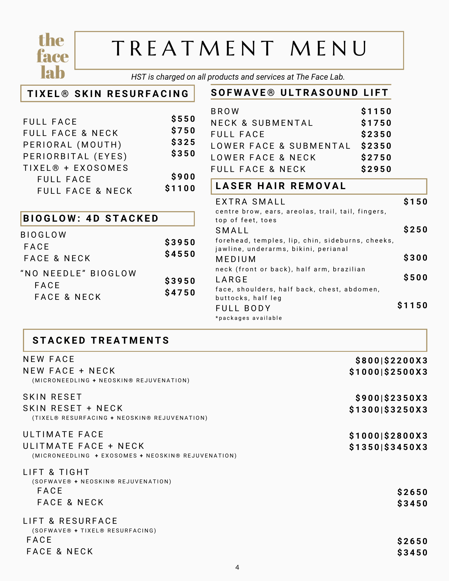 Tixel, Sofwave, Stacked Treatments, Laser Hair Removal 