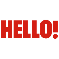 The word hello is written in red letters on a white background.