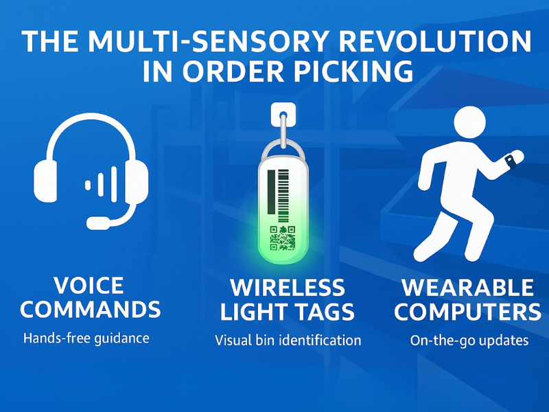 An overview of multi-sensory order picking technologies — using voice, light, and movement together to guide warehouse workers.