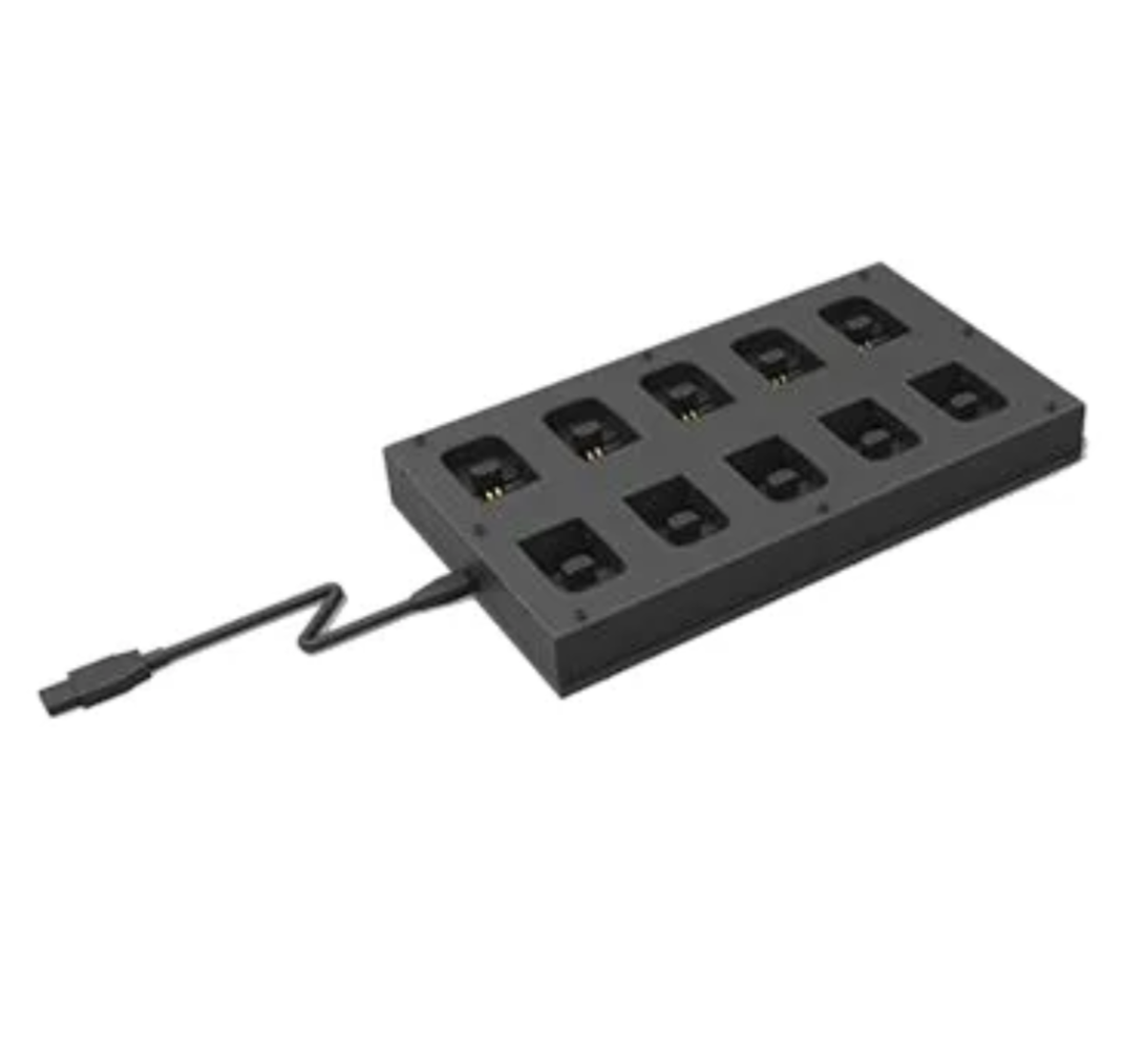 A black power strip with a cord attached to it