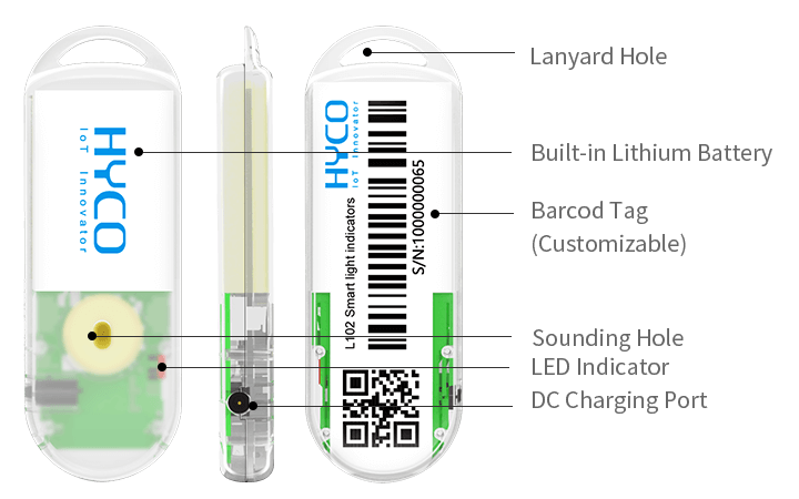 L102 Chargeable Wireless Light Tag has a lanyard hole 