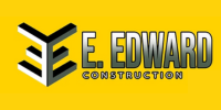 Logo for E. Edward Construction, with a yellow background, a stylized "EE" and the company name.