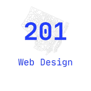 201 Web Design Logo. Blue text "201 web design" over a map of Bergen County, NJ.