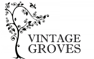 Vintage Groves logo with a decorative black vine forming a tree beside the company name