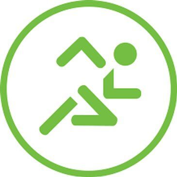 Green runner icon inside a green circle.