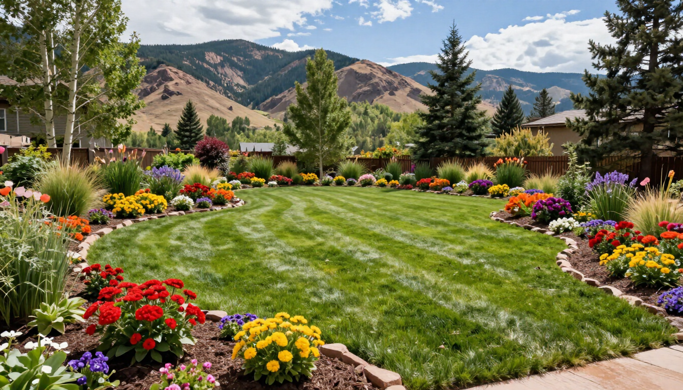 Professional landscaping work in a residential yard