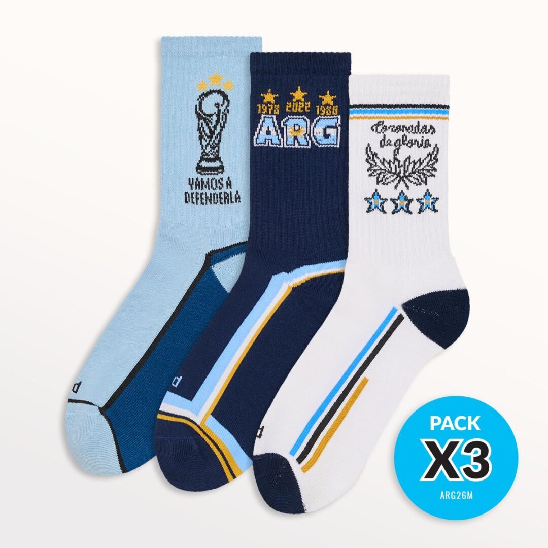 Pack 3 pares de medias Floyd seleccion argentina mundial hombre