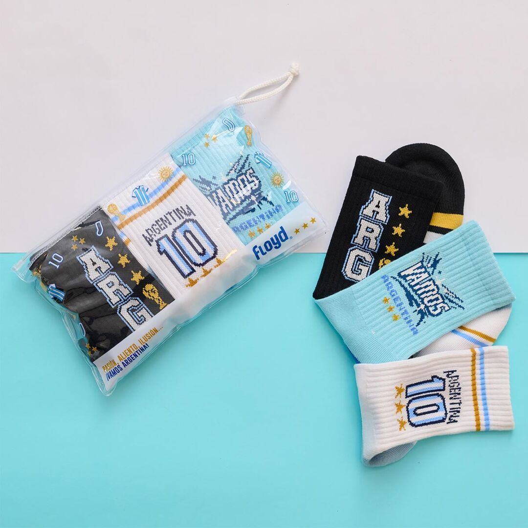 Pack x 3 pares de medias Floyd seleccion argentina mundial infantiles para niños/as