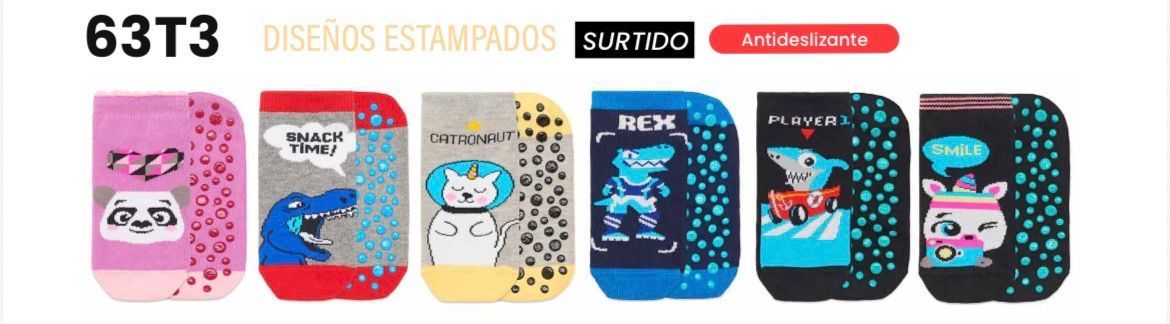 Seis mochilas escolares coloridas sobre un fondo blanco con “63T3” y texto en español encima.