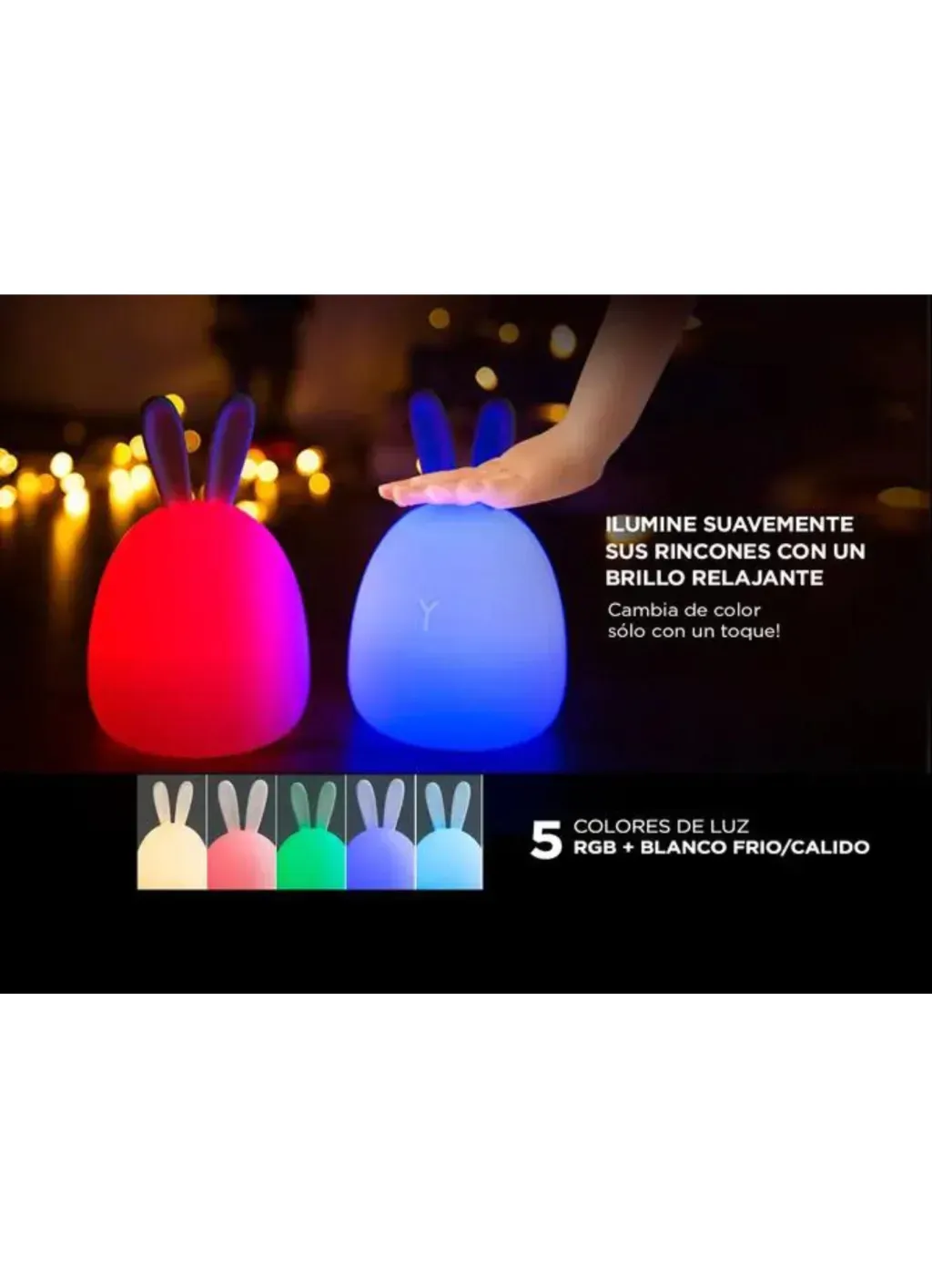 Lampara luz de noche conejo led