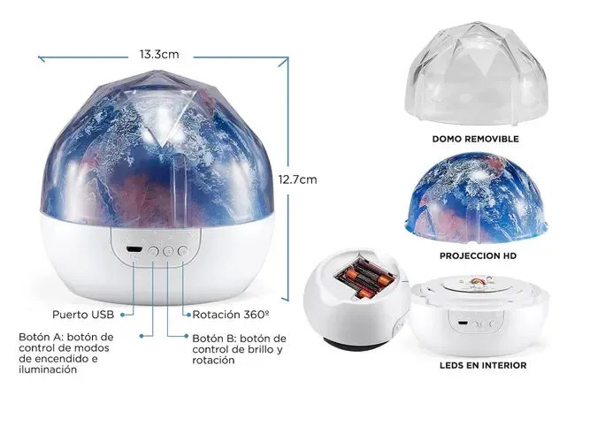 Lampara Velador de noche proyector Galaxia Tierra Universo