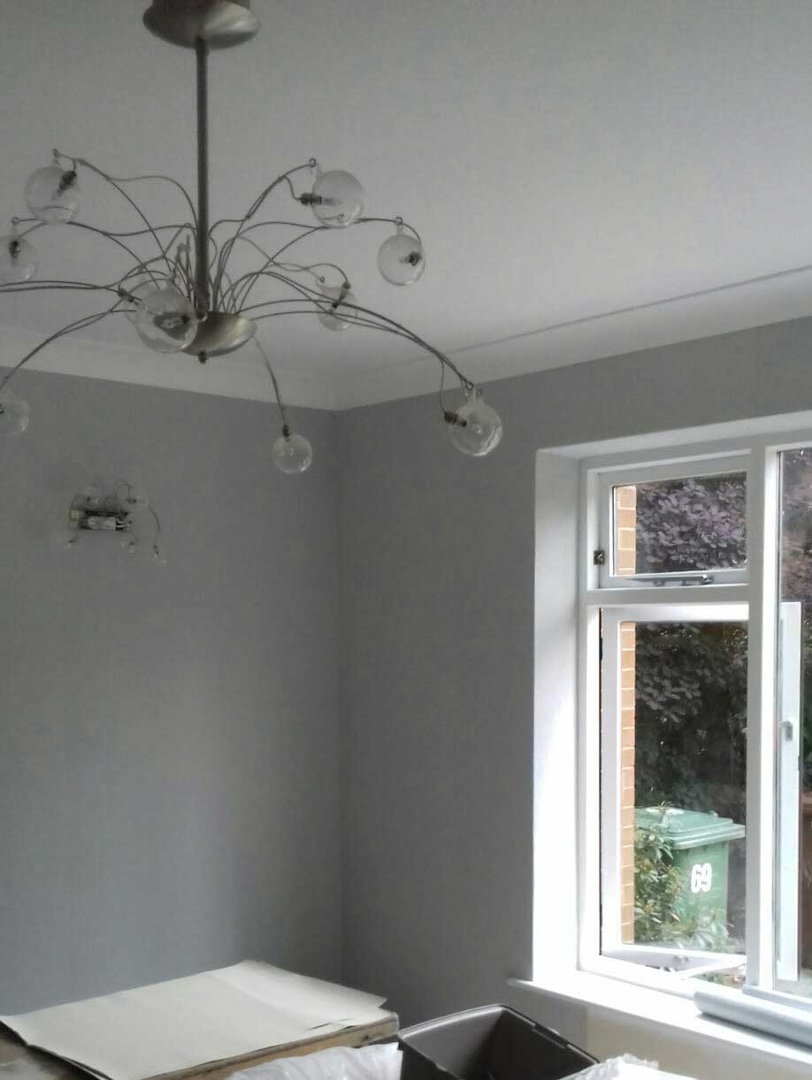 large light hanging from ceiling