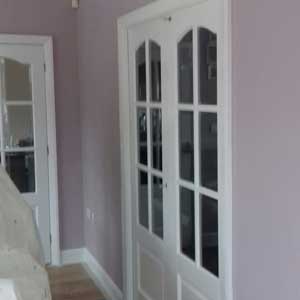 white french doors pink walls