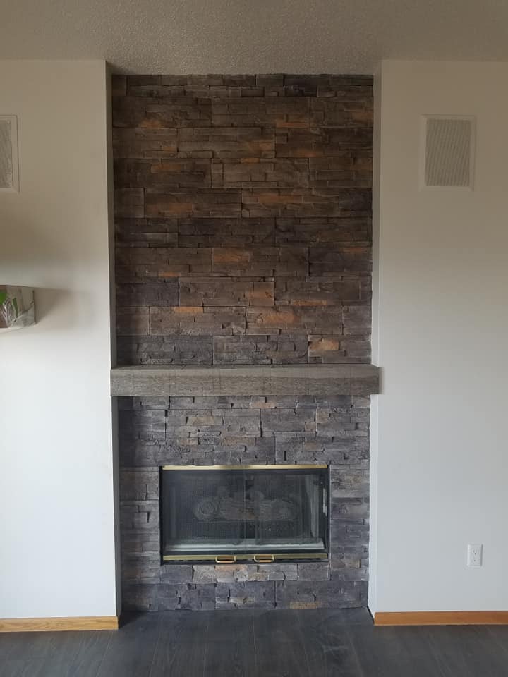 Stone Veneer Fireplace