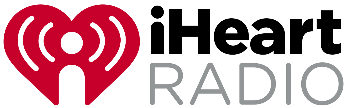 The logo for iheart radio is a red heart with waves coming out of it.