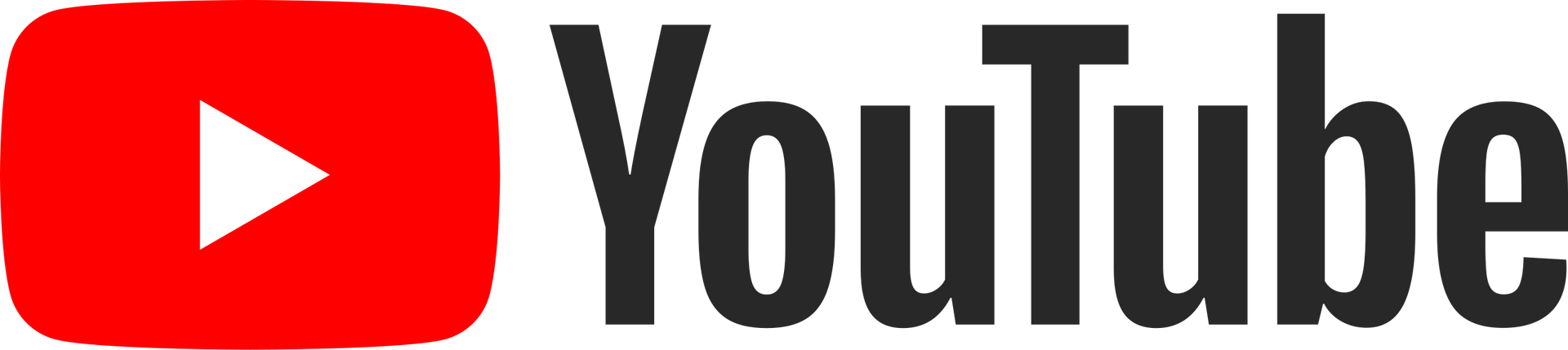 A red and white youtube logo with a play button.
