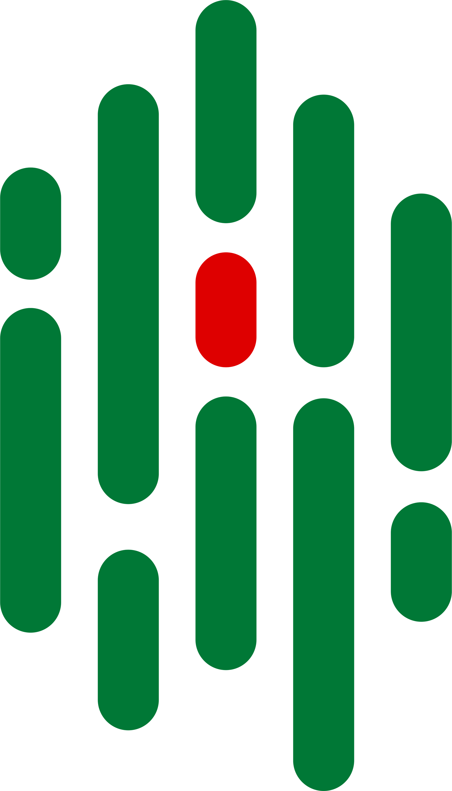 A green and white logo with a red circle in the middle.