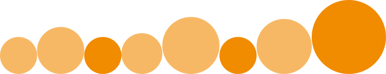 Een rij oranje cirkels op een witte achtergrond.