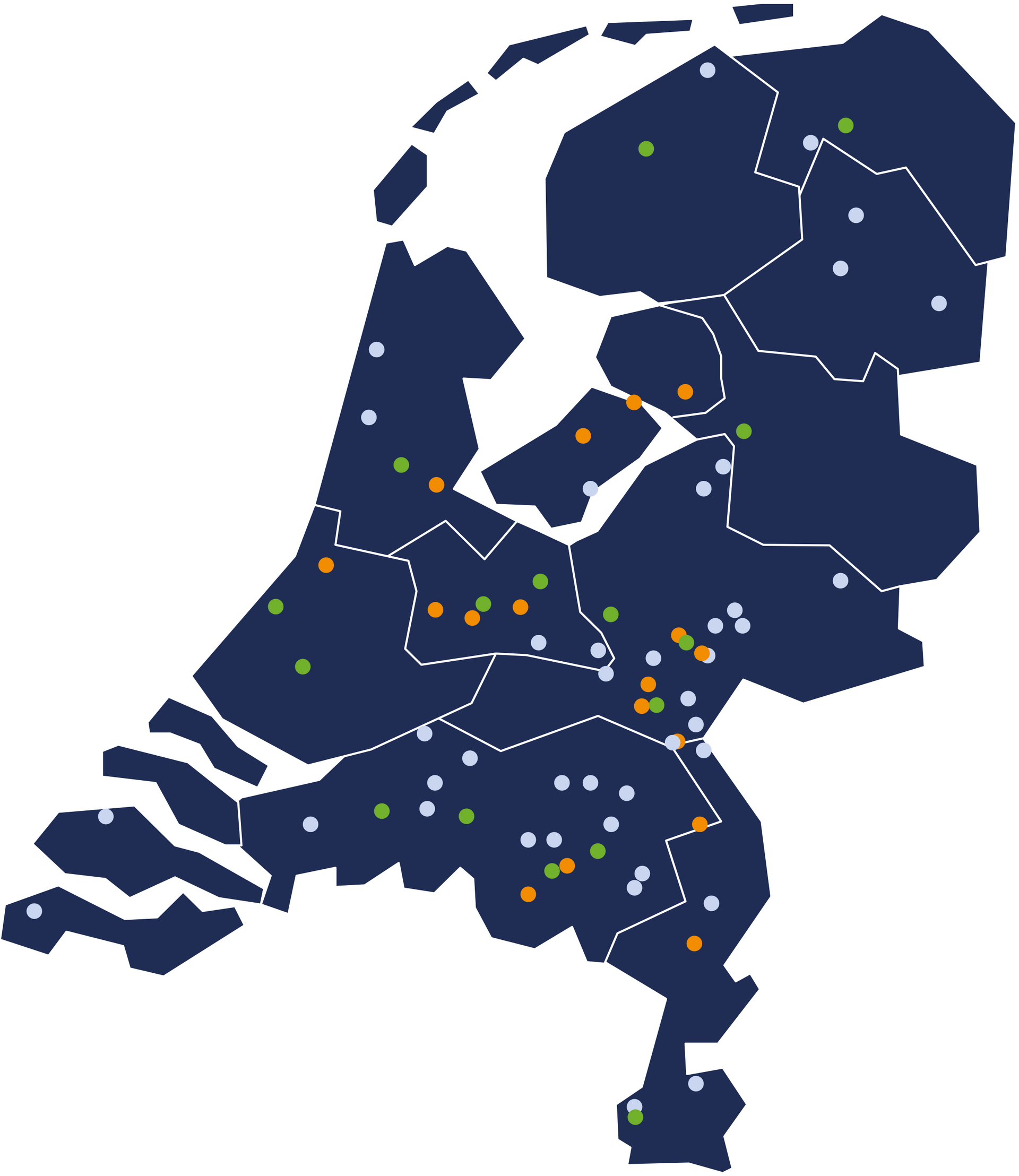 Kaart van Nederland met locaties buitenreclame en bioscoopreclame