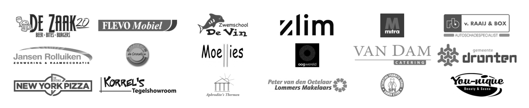 Een aantal logo's op een witte achtergrond inclusief zlim