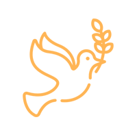 Un dibujo lineal de una paloma sosteniendo una rama de olivo.
