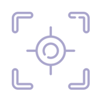 Un ícono morado de un objetivo con un círculo en el medio.