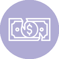 Un dibujo lineal de un billete de un dólar con un signo de dólar.