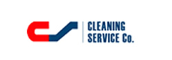 Un logotipo para Cleaning Service Co. con una flecha roja y azul