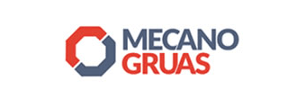 Un logo rojo y azul para Mecano Gruas.