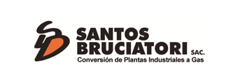 Se muestra un logotipo de Santos Bruciatori sobre un fondo blanco.