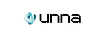 Se muestra un logotipo de Unna sobre un fondo blanco.