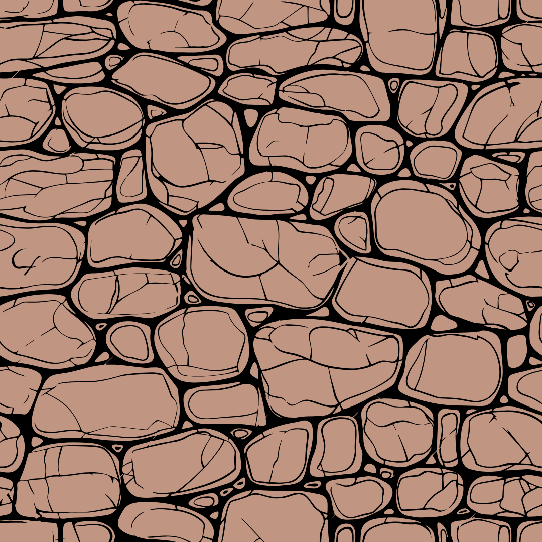 A black and white drawing of a stone wall
