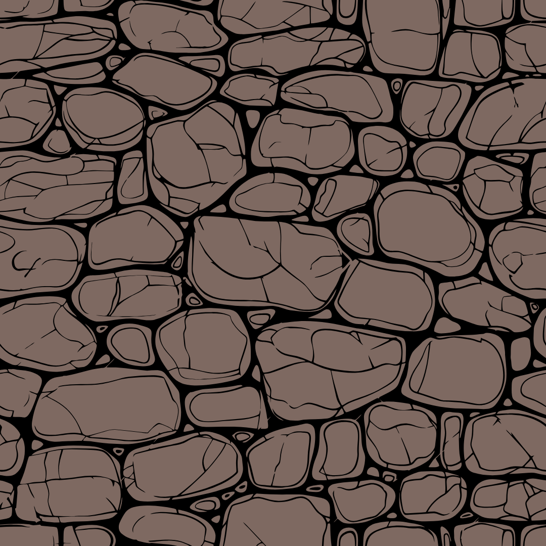 A black and white drawing of a stone wall