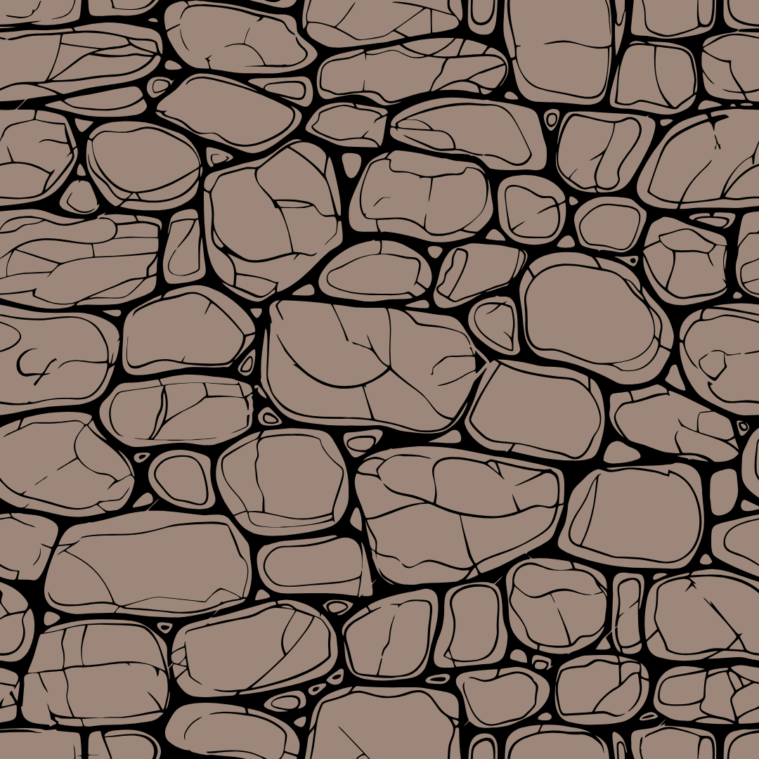 A black and white drawing of a stone wall