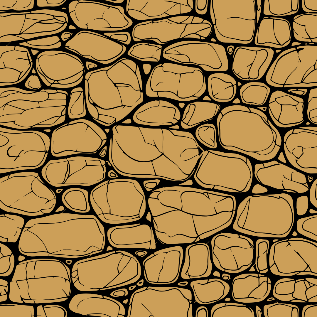 A drawing of a stone wall with a lot of rocks