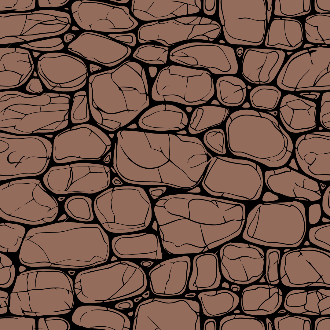 A black and white drawing of a stone wall